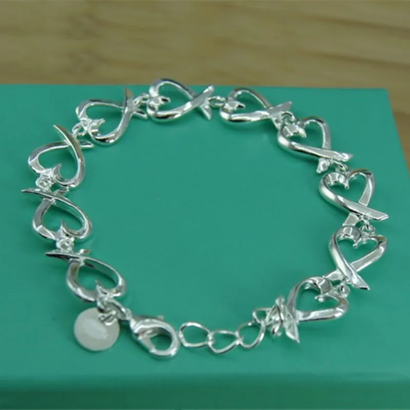 

BABYLLNT New Fashion 925 Silver Bracelet Exquisite Heart Bracelet For Women Charm Jewelry Wedding Party Gift