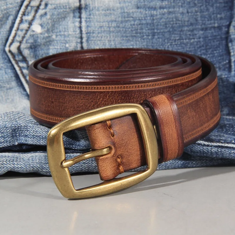 Men Belts High Quality Designer Belt Copper Buckle Jeans Cowskin Casual Belts Cowboy Waistband Male Fashion Designer 2021New
