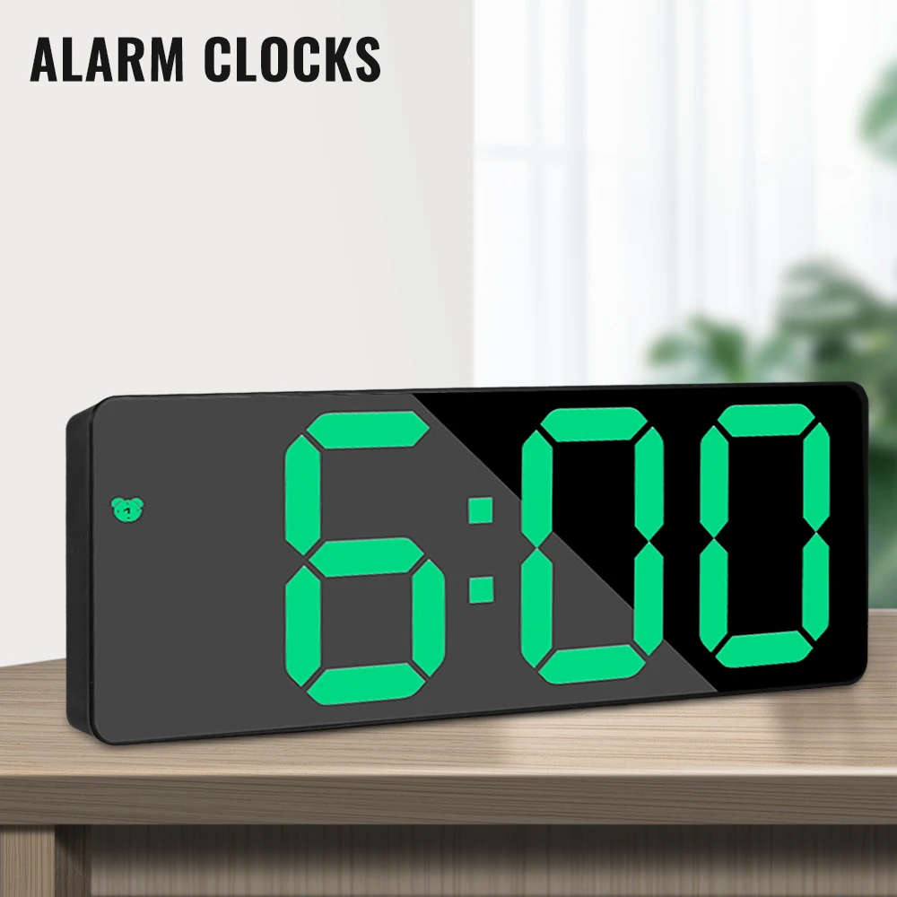 Digital Alarm Clock Mirror LED Night Lights Snooze Display Time Table Desktop Lamp Home Decor | Дом и сад