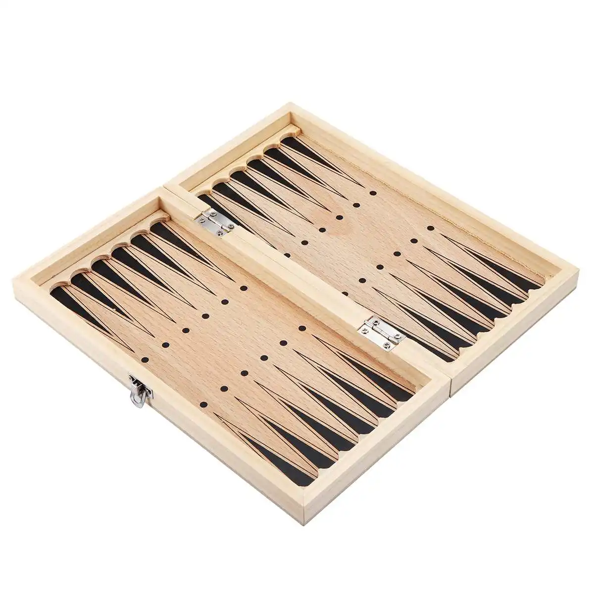 

Large 3 in 1 Foldable Wooden Chess Board Set Travel Games Chess Backgammon Checkers Chessmen Entertainment Game Board Toys Gift