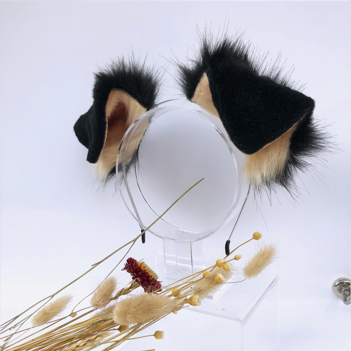 Обруч для волос с собачьими ушками ручной работы Рождественский складной обруч