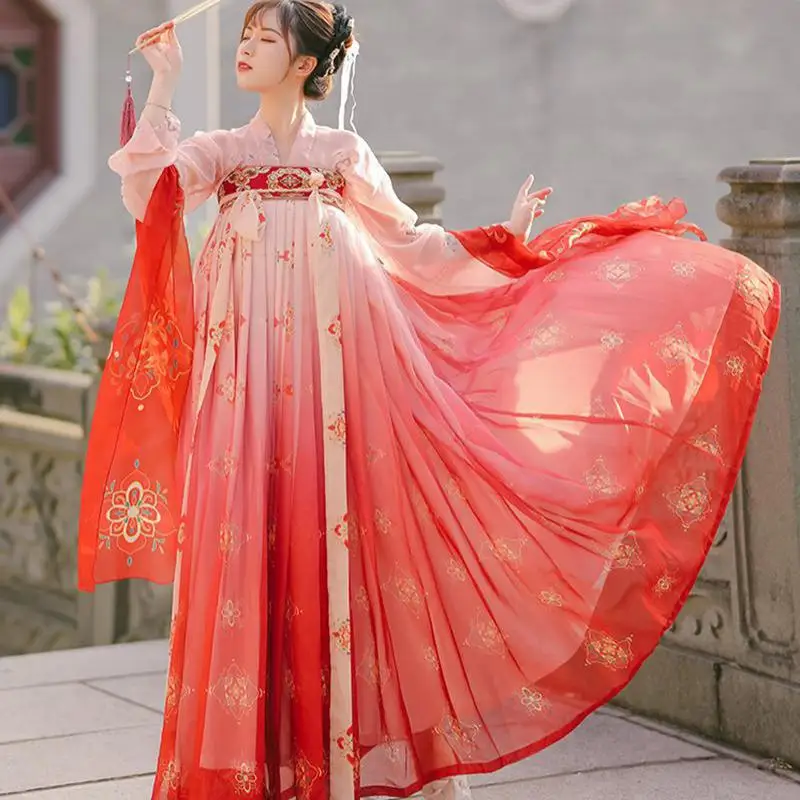 

Traditional Hanfu Women Oriental Dance Costume Festival Outfit Singers Rave Performance Clothing Chinese Cosplay Hanfu Dress