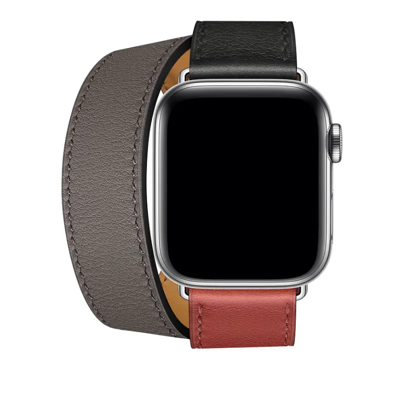 40 мм 44 мм черный ремешок для Apple Watch Series 5 ремешок для часов из натуральной кожи браслет один двойной тур полосы для iWatch серии 3 2