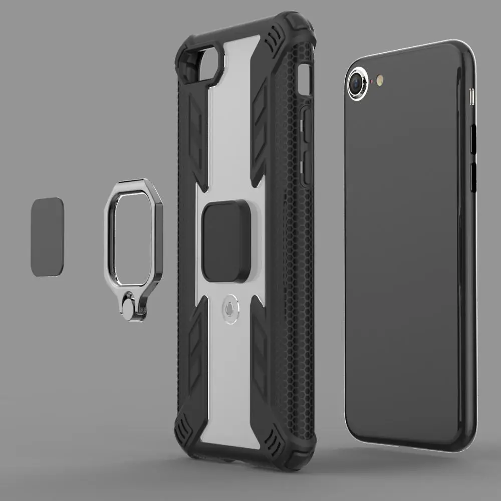 Soft Armor Case For iphone 6 6S 7 8 Plus X XS MAX XR Shockproof Silicone Car Magnetic Holder Ring Protective Cover Phone | Мобильные