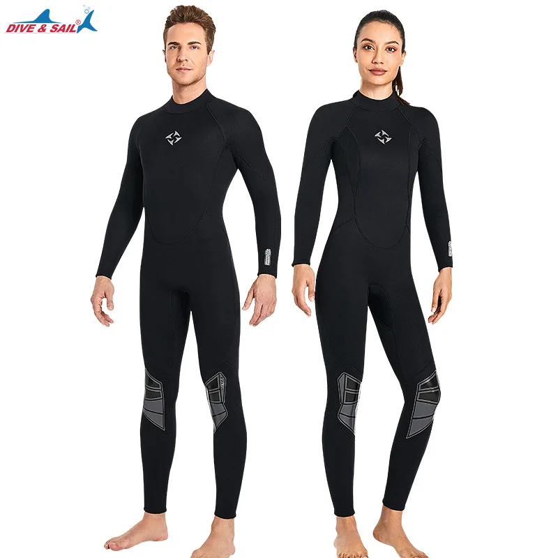 3mm Wetsuit Women Mens Freediving Premiumn Neoprene Surf Dive Snorkel Winter Swim Wet Suit Long Sleeve Full Body Back ZIp Solid