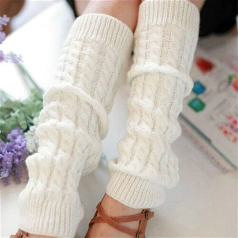 

Women Knitted Crochet Winter Warm Leg Warmers Long Socks Slouch Leggings Ladies Solid Knit Knee Leg Long Socks LXH
