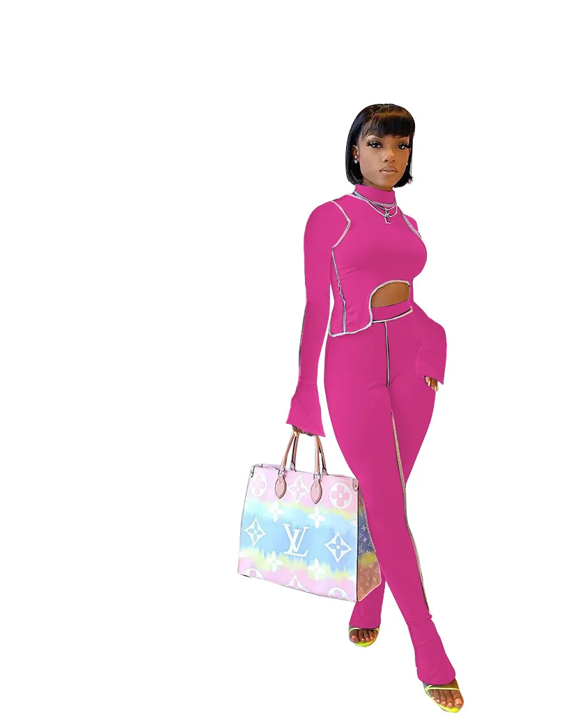 Женский лоскутный спортивный костюм в полоску укороченный топ с длинными