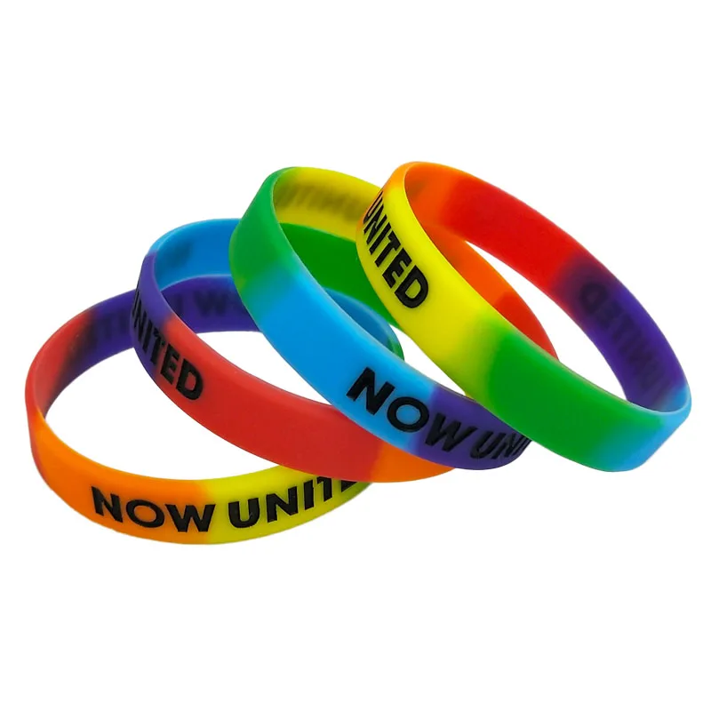 1PC NOW UNITED Rainbow Color Silicone Bracelets&ampBangles Letters Wristband Sports Rubber Fashion Jewelry Gifts SH327 | Украшения и