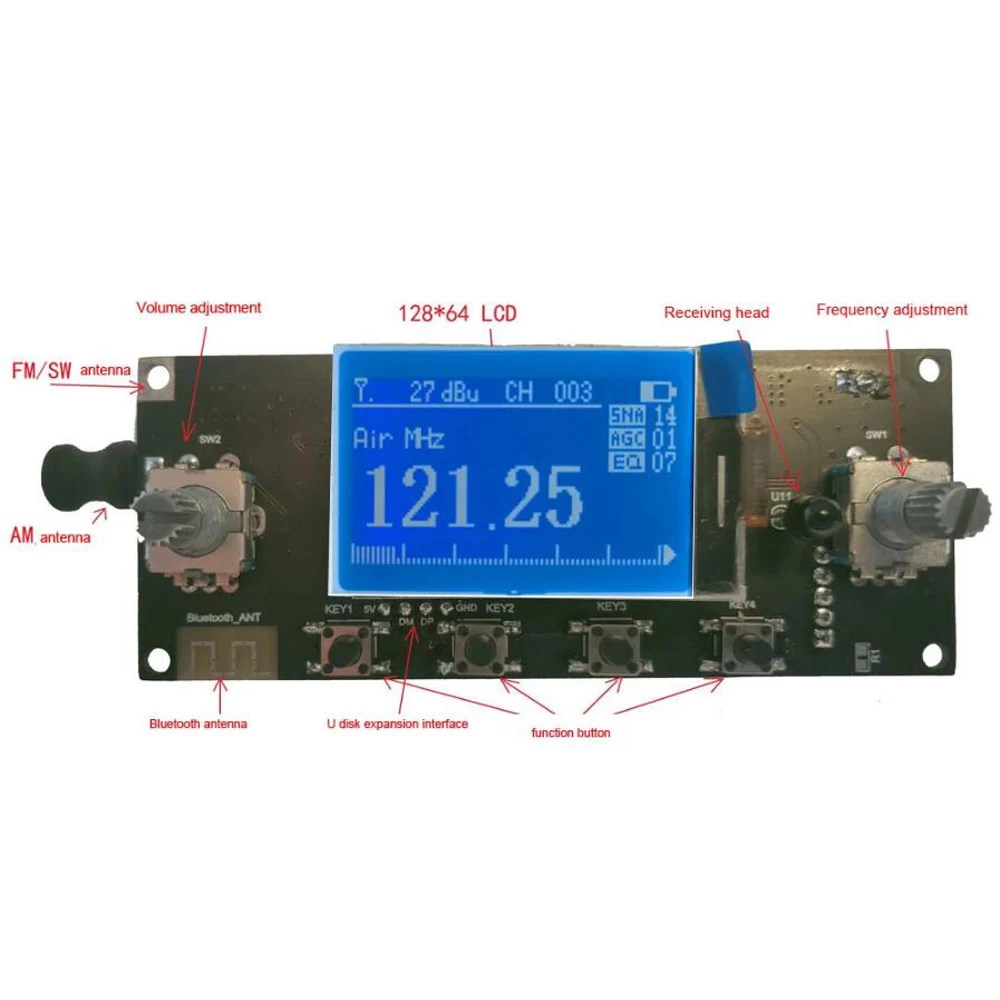 Цифровой радиоприемник SSB с Bluetooth Полнодиапазонный приемник авиации модуль CW FM AM