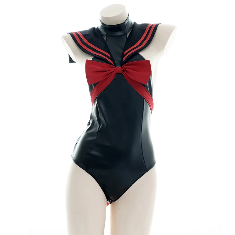 

Новый сексуальный Лолита винтажный матросский воротник JK Sukumizu боди Черный частная комната пижамы на молнии школьная форма комплект