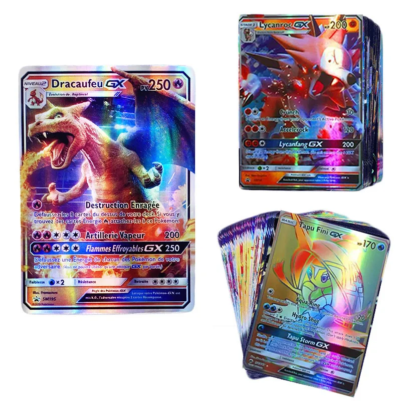 

100pcs/Box Pokemon GX MEGA Game Cards TAKARA TOMY Children Playing Carte Battle Trading Shining Card Best Selling Kids Gift Toys