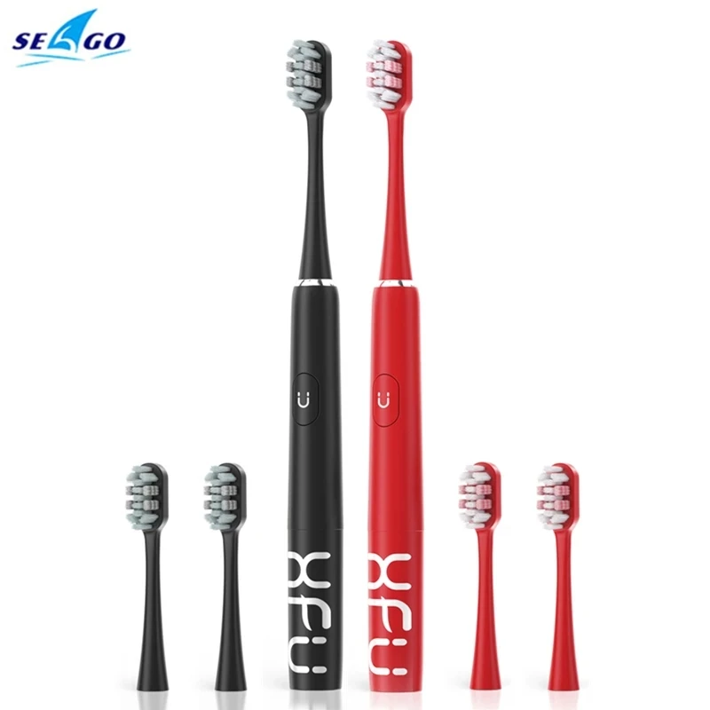

SEAGO Sonic Electric Toothbrush 24000 time/Min Vibration Washable Whitening Waterproof Teeth Brush Replacement 3Brush Head