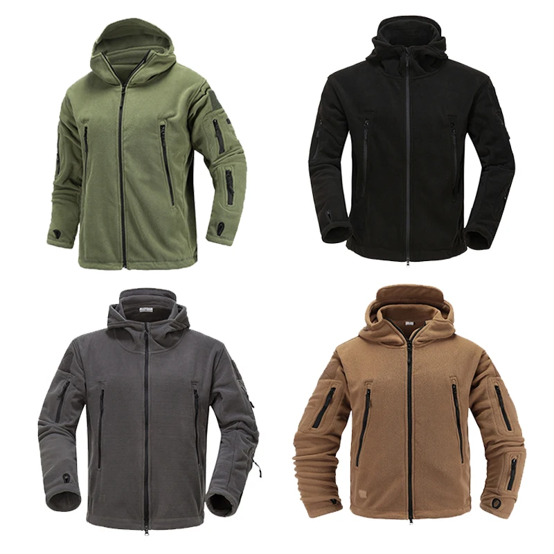 

Spring Men Thermal Tactical Jacket Male Outdoor TAD Sport Soft Shell Coat Solid Long Sleeve Hunting Camping Fleece Black Zipper