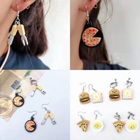new cute resin pizza sandwich pendant earring women kawaii creative simulation food ear ornament exquisite jewelry birthday gift
