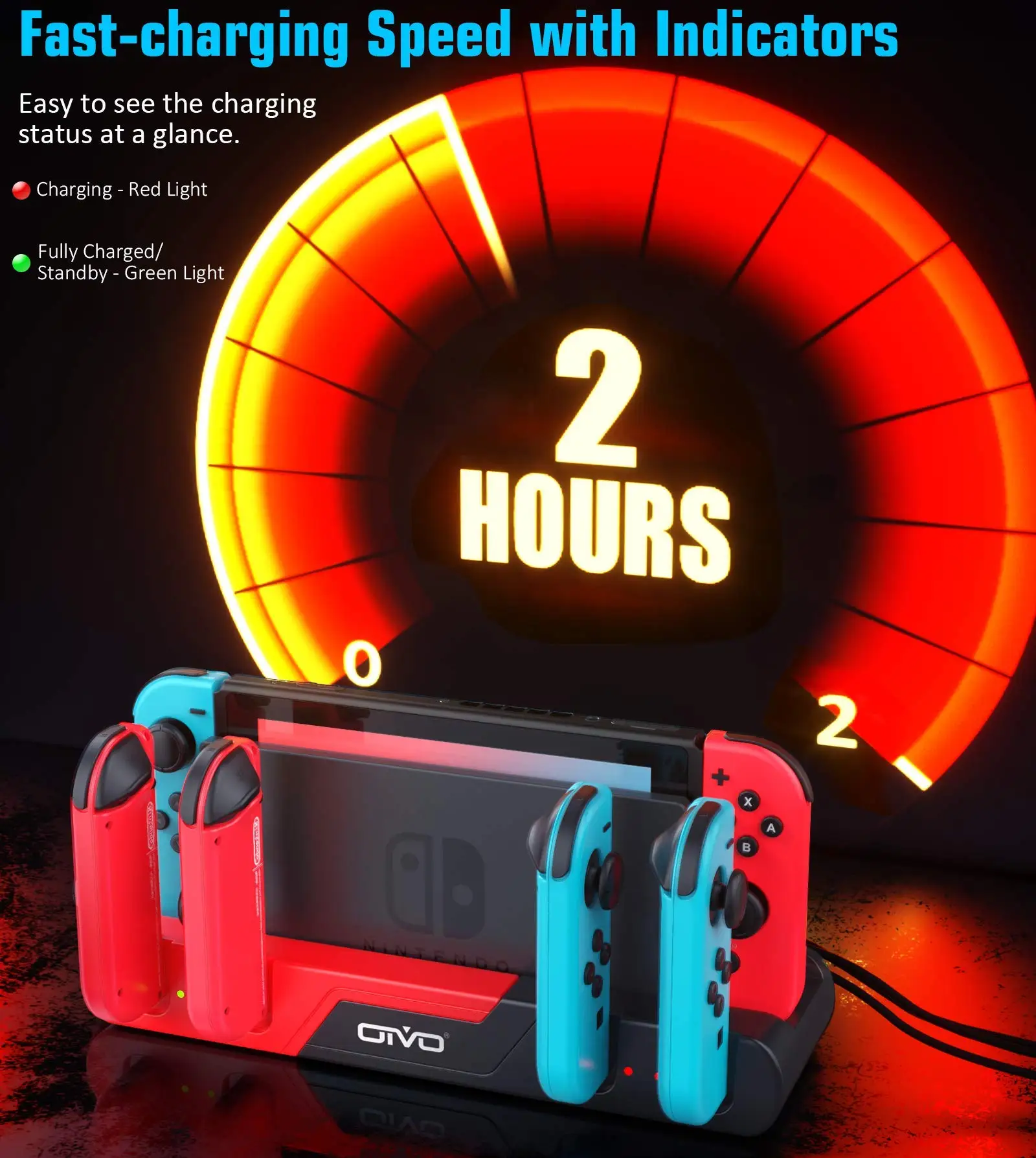 

Multifunction 6 in 1 Charging Base For Nintendo Switch Joycon Charger Dock Game Card Handle Controller Holder Charging Station