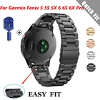 Металлический ремешок из нержавеющей стали для Garmin Fenix 5 5S 5X plus 6X 6 6S pro 3 HR 935, простой в использовании ремешок, аксессуары для умных часов, 202226 мм