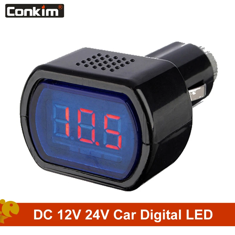 Conkim DC 12V 24V Автомобильный цифровой светодиодный двигатель напряжение батареи