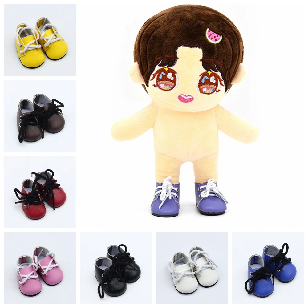 

Fashion 5cm PU Leather Doll Boot For 14 Inch Gril Baby Doll fit EXO Doll Plush Handmade Doll Mini Shoes Doll Toy Accessories