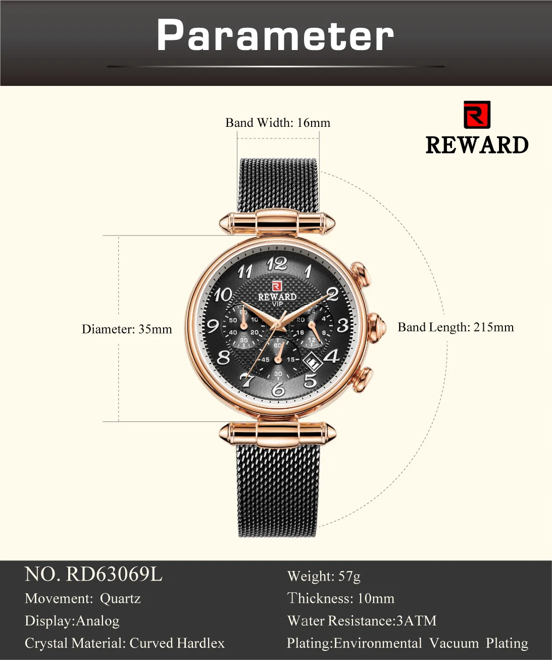 Часы наручные женские кварцевые с хронографом брендовые водонепроницаемые