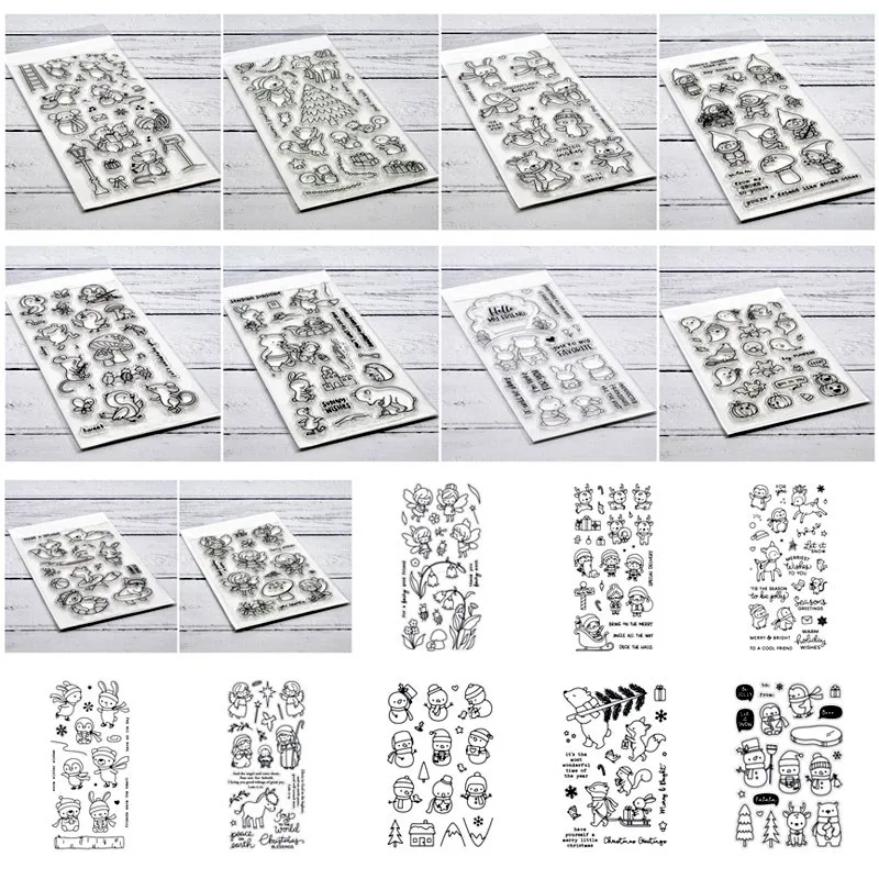 

Маленькие животные Рождественский медведь Фея Сад малыши Пингвин гномы прозрачные марки для детской рукоделия 2020