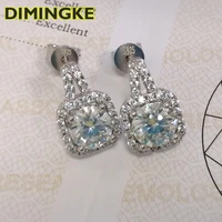 dimingke 1ct 6 5mm moissanite diamond earrings s925 sterling silver super flash wedding womens jewelry with gra certificate