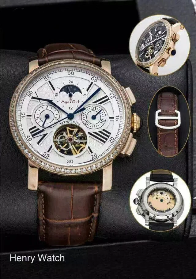 

Luxury Brand New Men Watch Diamond Bezel Sapphire Automatic Mechanical Dual Time Stainless Steel Leather Tourbillion MoonPhase