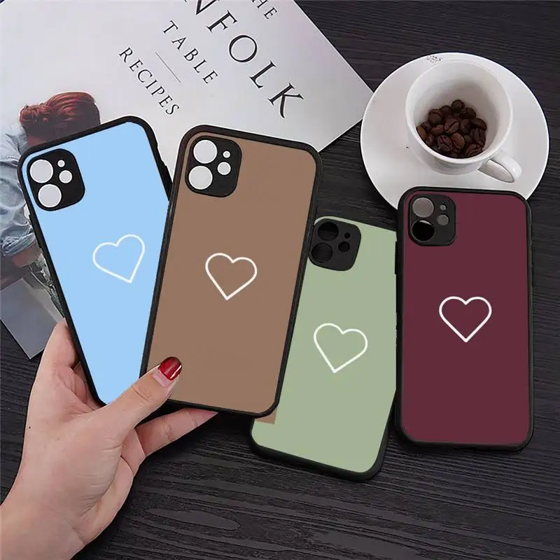 

LOVE heart color Phone Case Transparent Matte for iPhone 7 8 11 12 s mini pro X XS XR MAX Plus cover funda