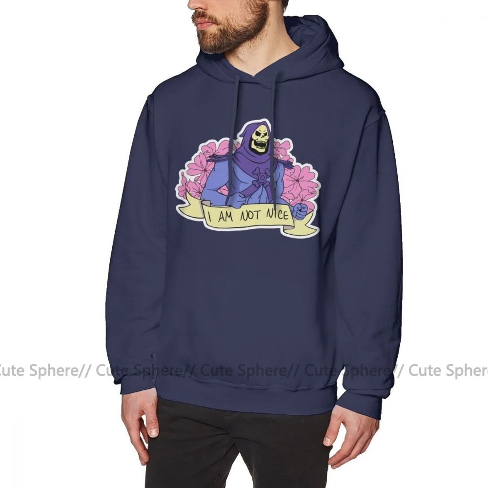 Skeletor Толстовка I AM NOT милые толстовки модный Свободный пуловер Толстовка длинная Осенняя мужская XXXL хлопковая черная толстовка - Цвет: Navy Blue