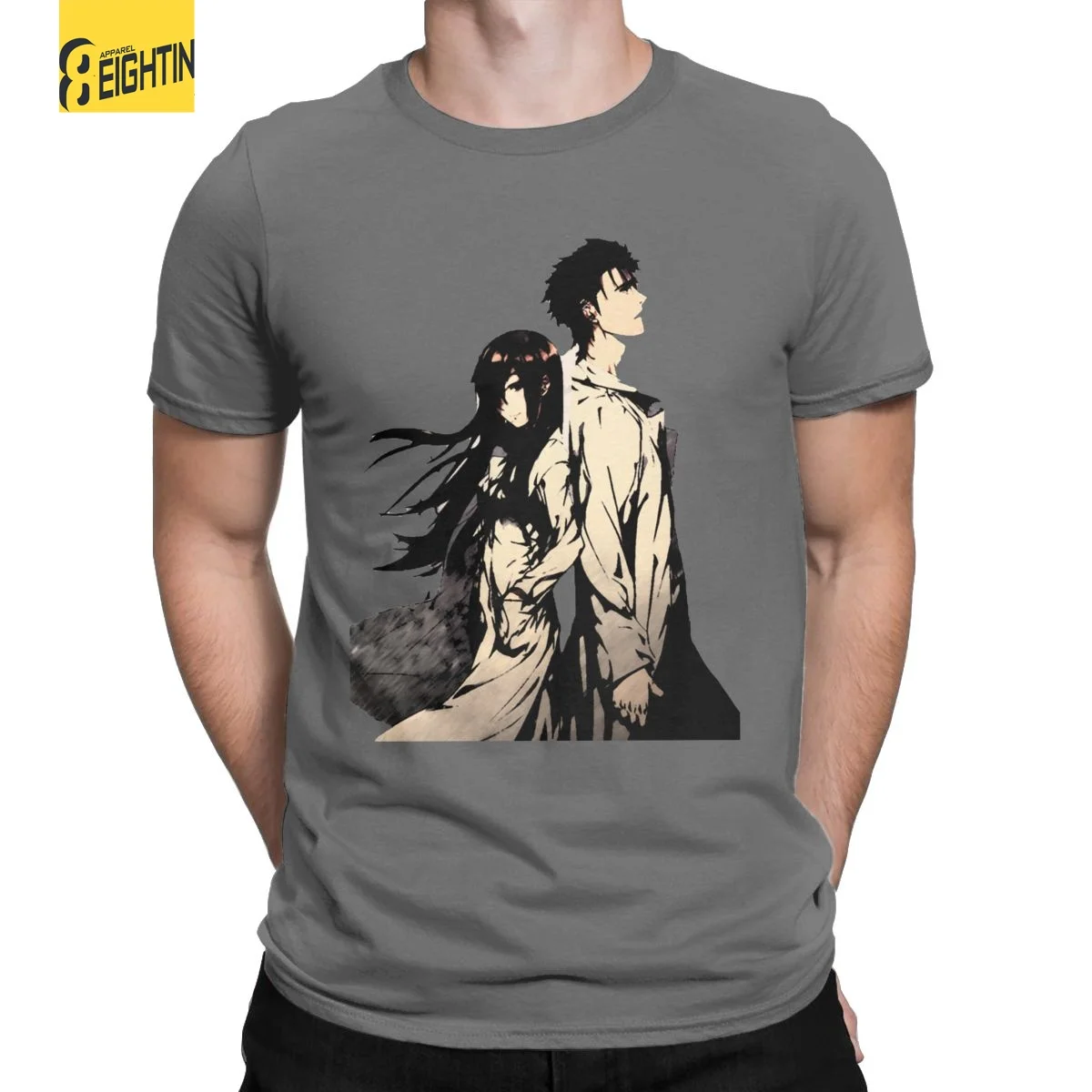 

Men's Okabe Rintarou & Moe Kurisu Steins Gate T Shirt Cotton Clothes Vintage Short Sleeve Crewneck Tees Unique T-Shirts
