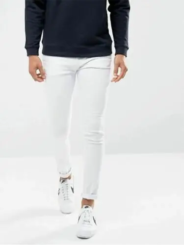 

Mens Skinny Jeans Brand New White Pencil Pants Trousers Casual Slim Fit Mens Designer Jeans Stretch Denim Streetwear Joggers 40