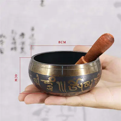 Bronze 8 CM Тибетская Поющая чаша декоративная-настенная посуда домашнее украшение Xizang Sacred Dharma Monks Lama - Цвет: Bronze 8 CM