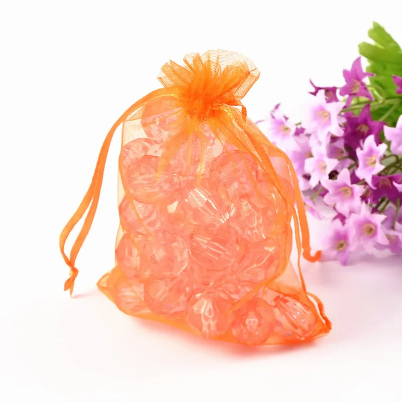 OrangeRed 100 шт. ювелирные изделия подарочные пакеты сумки для ожерелий органза сумки прямоугольник свадебные сумки для упаковки ювелирных изделий, Дисплей мешочки для ювелирных изделий 15x10 см - Цвет: OrangeRed