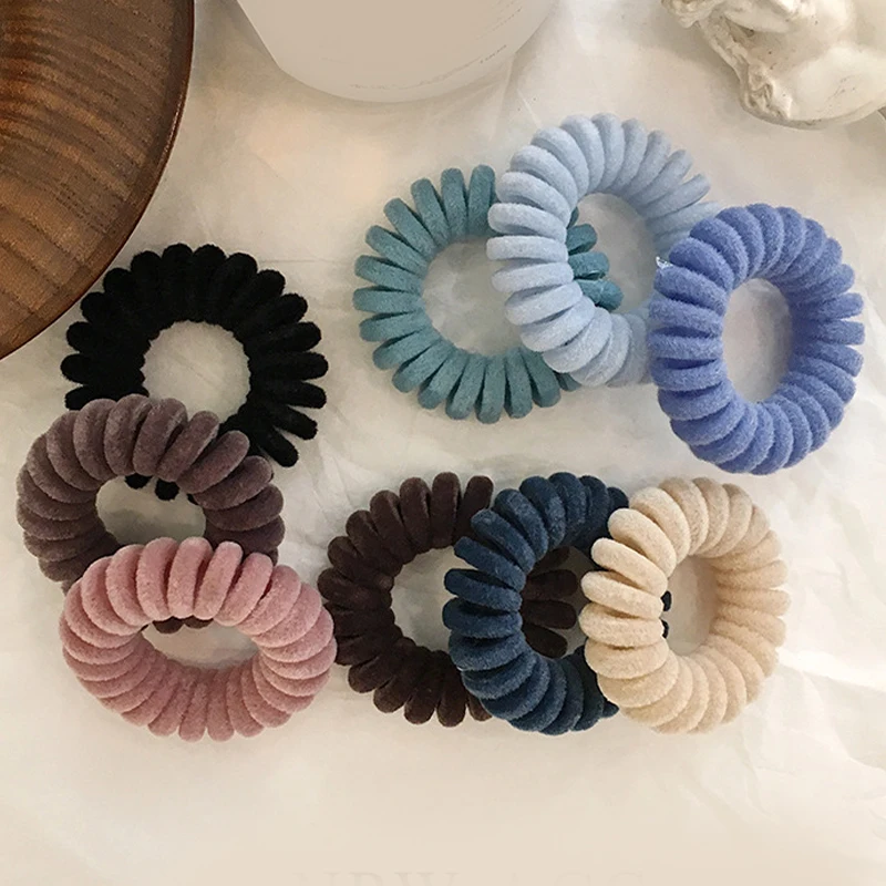 

Elastic Knit Black Coffee Telephone Wire Hair Bands Girl Woman Hair Accessories Rubber Band Pink Hair Rope Spiral Shape Hair Tie