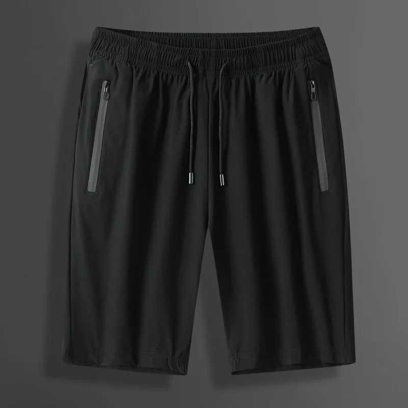 

Black shorts male ice silk ultra-thin outer wear five-point pants sports training sports fitness pants quick-drying beach pants