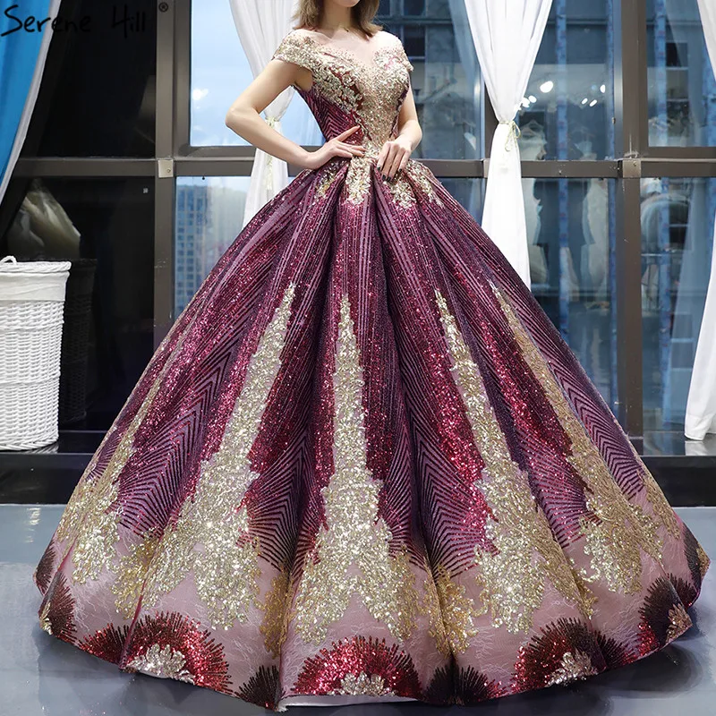 Фиолетовое красное блестящее роскошное свадебное платье без рукавов 2021 расшитое