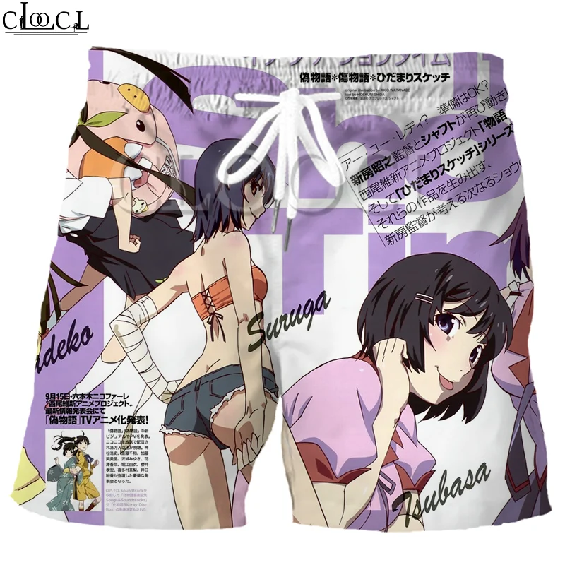 

CLOOCL Japanese Anime Hitagi Senjougahara Fashion Men's Sports Pants 3D Print Hip Hop Mens Shorts Summer Beach Casual Streetwear