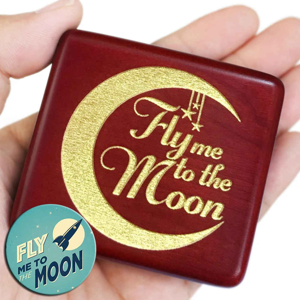 Деревянная музыкальная шкатулка FLY me to the moon ручной работы подарок на день
