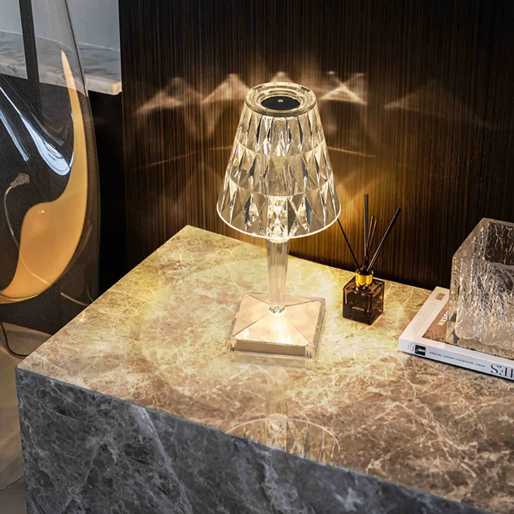 

Acryl Table lamp for bedroom living room Desk lamp study crystal art deco Beside Ghost night lights lighting E27