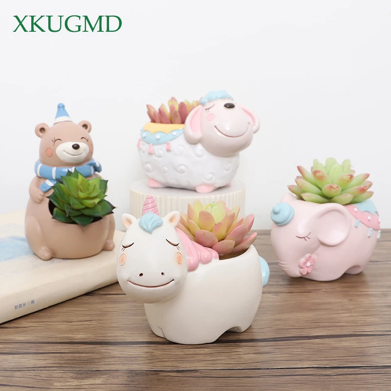 Горячий новый продукт мультфильм смолы суккулент крытый и открытый Единорог