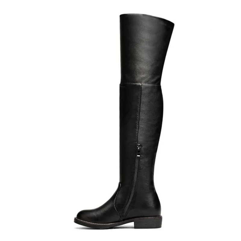 RIZABINA размера плюс 34 43 2020 новые женские сапоги на плоской подошве выше колена
