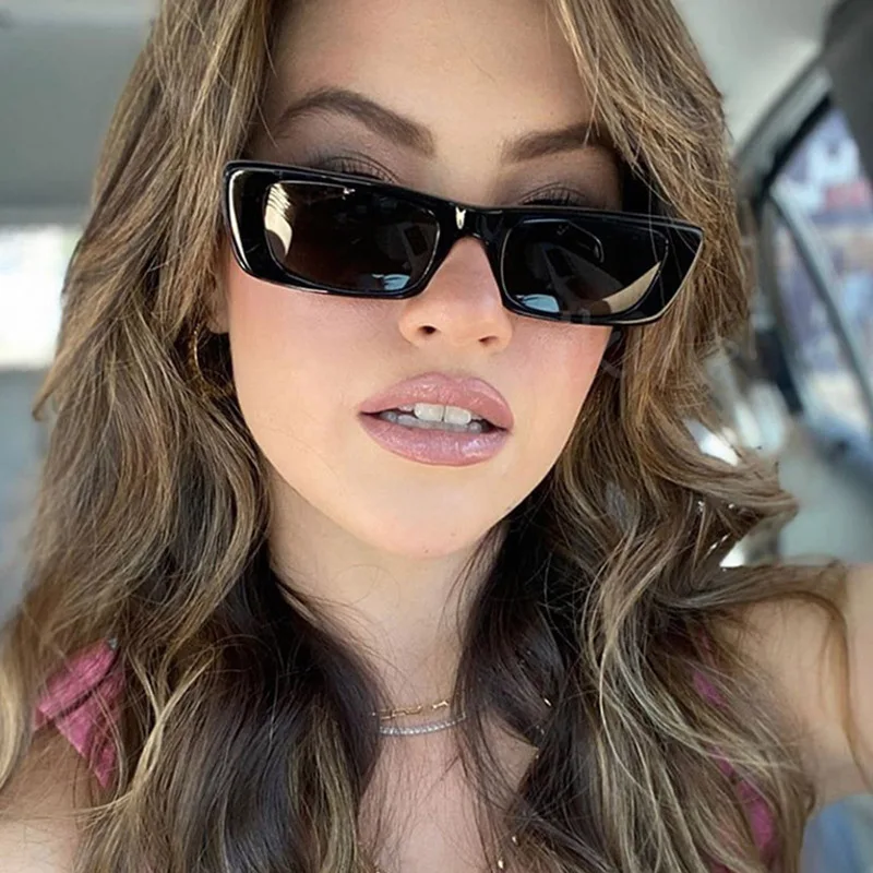 

Fashionable Women Sunglasses Vintage Small box Square Glasses Metal Hinge Black Lenses Men Luxury Driving Eyeglasses Trend 2021