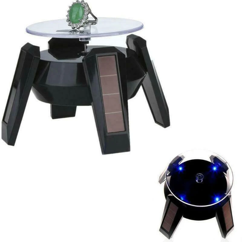 

Solar Power 360 Degree Jewelry Rotating Display Stand Turn Table Plate LED Light