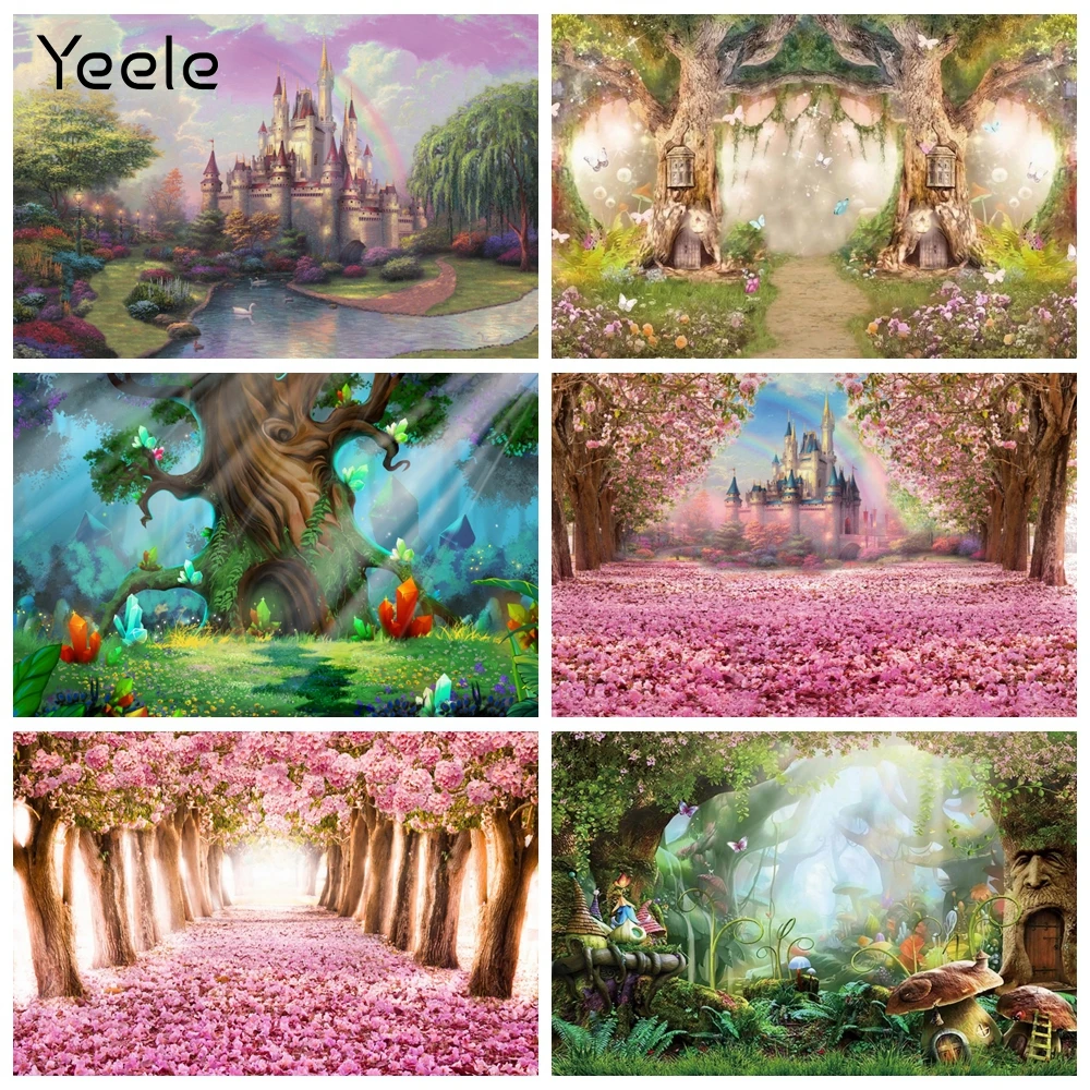 Фон для детской фотосъемки с изображением цветущего дерева леса замка Yeele