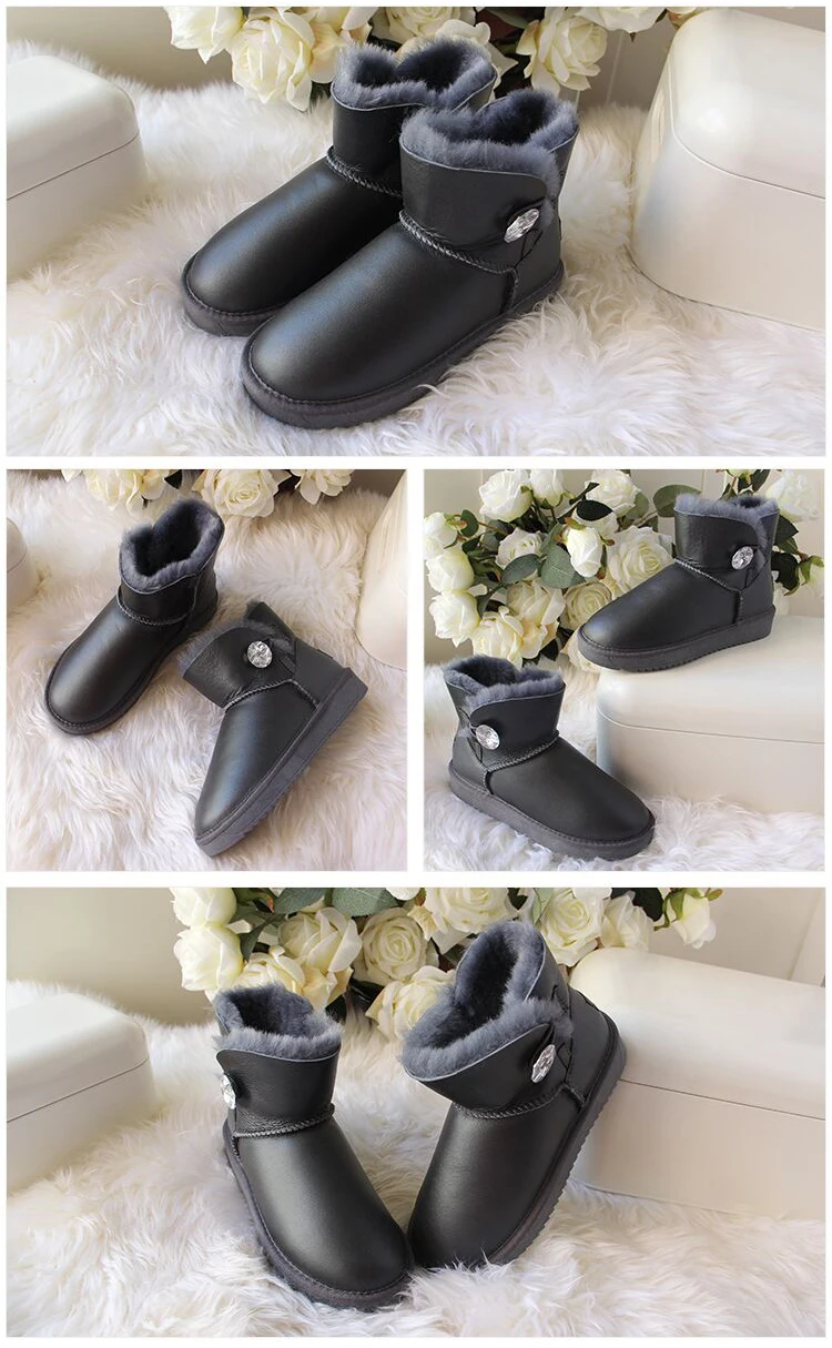 Новинка; зимние ботинки из натуральной овечьей кожи; натуральный мех; Botas Mujer; Коллекция года; Натуральная шерсть; теплые зимние ботинки; Модные женские ботильоны