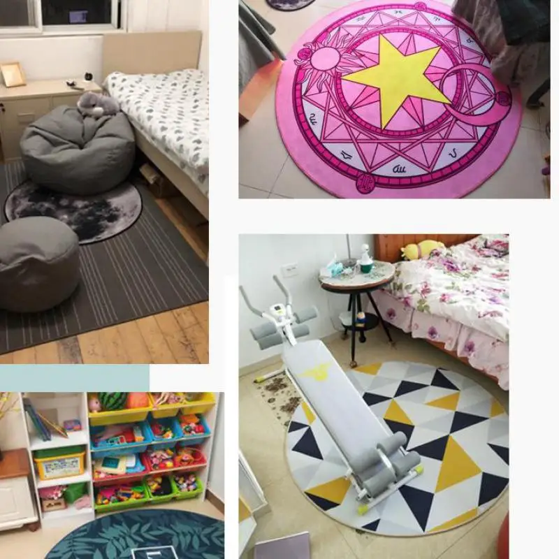 en Ucuz Yuvarlak Halı Sandalye Minderi Yatak Battaniye Bilgisayar Oturma Odası Döner Kat Başucu İskandinav Tarzı Geometrik Yetişkinler Kilim Dekorasyon