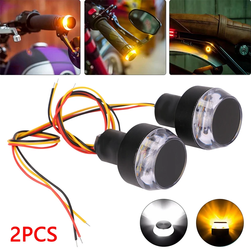 

2x Motorcycle Turn Signal LED Light For Indicator Handle Bar End Handlebar Lamp Car LED Fog Light Bulbs New Super Bright Auto