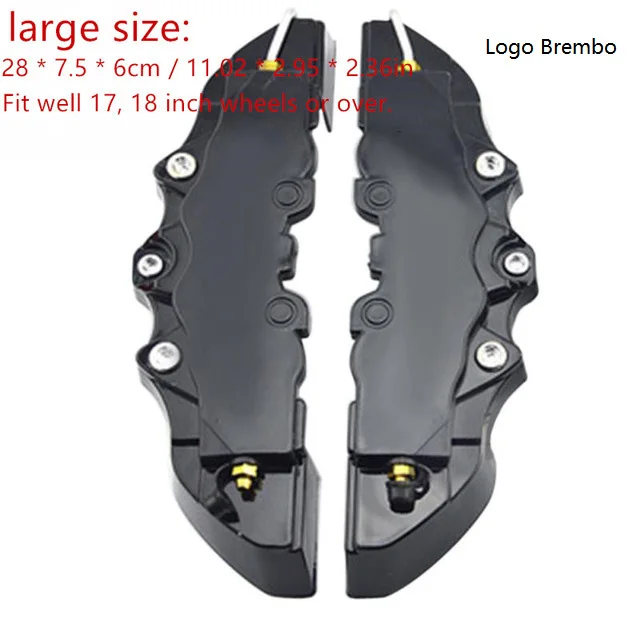 black 2pcs L 2/4 шт. Тормозной суппорт Обложки Высокое качество ABS Пластик грузовик 3D красный полезный Универсальный дисковые передние и задние авто комплект красный стоп-сигнал - Цвет: black 2pcs L