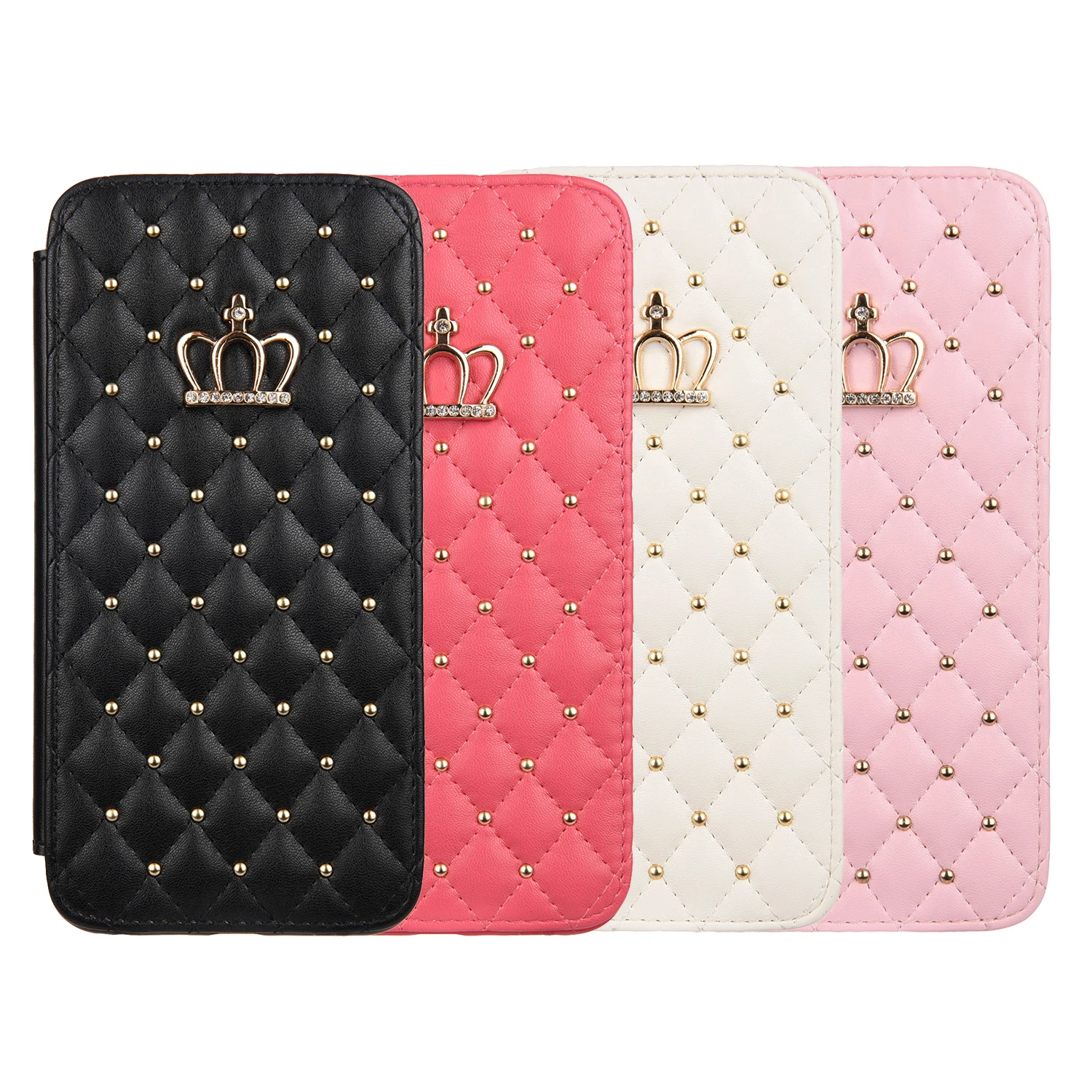 wallet flip leather phone case for iphone 13 12 pro max 11 xr xs x cute crown bling cover for apple 7 8 plus 6 6s se 2020 12mini free global shipping