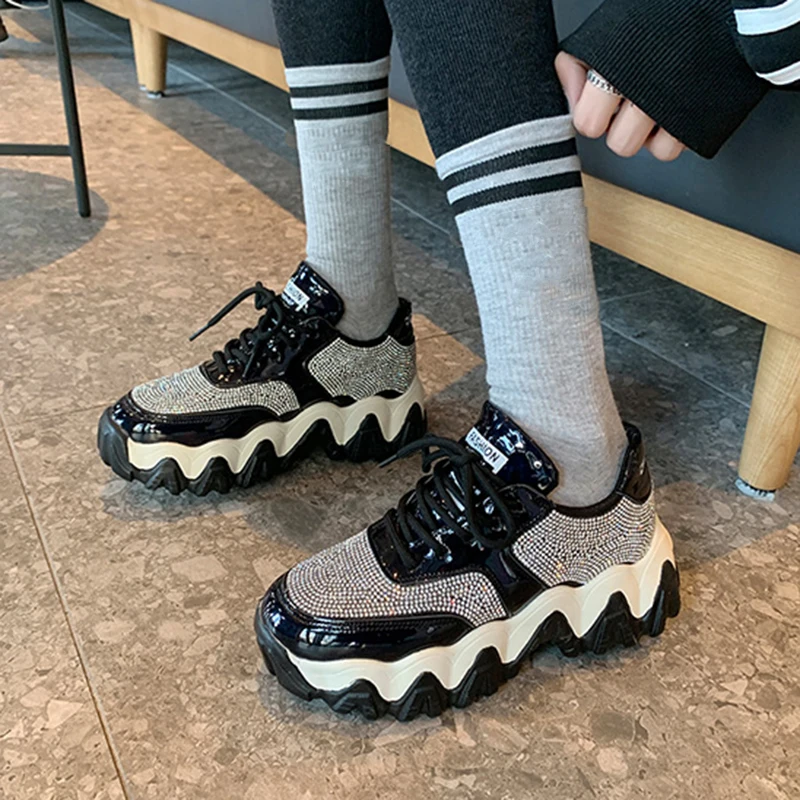 Rimocy/весна 2020 Женские Серебристые кроссовки с кристаллами Новые Модные