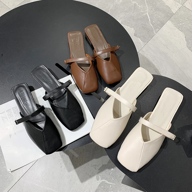 

women singles shoes Spring fashion solid color personality simple Square head style shopping daily women's casual shoes U30-19